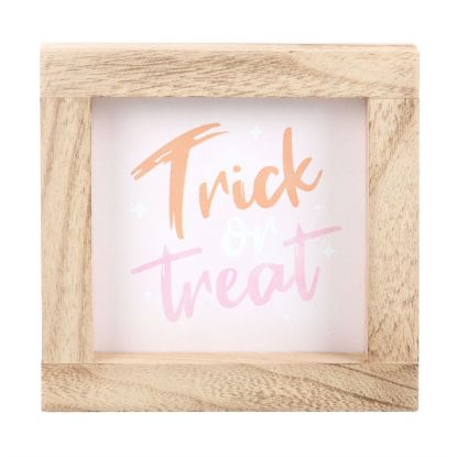 Picture of Pink Trick or Treat Wooden Frame Sign