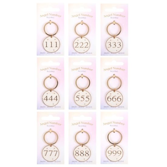 Picture of Pack of 9 Angel Number Keyrings