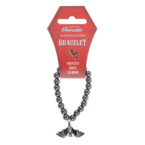 Picture of Hanging Bat Hematite Charm Bracelet