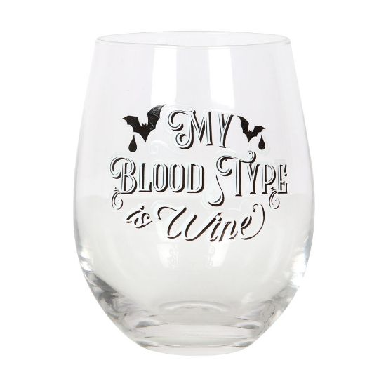 Picture of My Blood Type is Wine Stemless Wine Glass