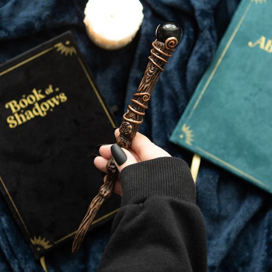Picture of Protection Black Obsidian Crystal  Wand with Pouch