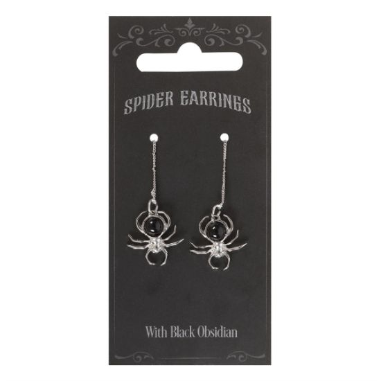Picture of Black Obsidian Spider Threader Earrings