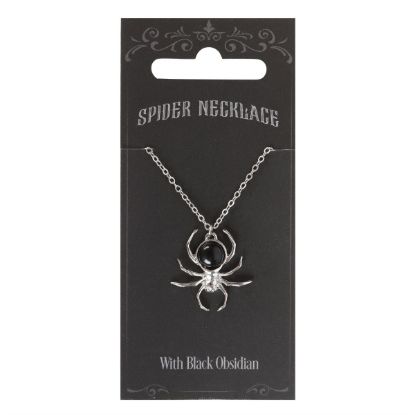 Picture of Black Obsidian Spider Pendant Necklace