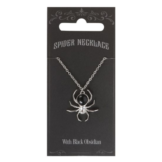 Picture of Black Obsidian Spider Pendant Necklace
