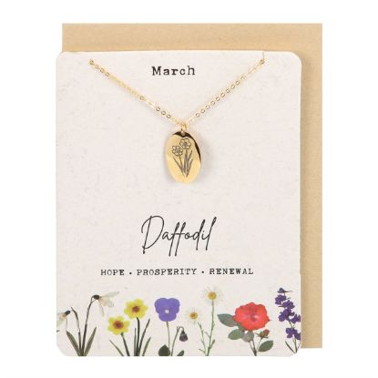 Picture of March Daffodil Birth Flower Necklace Card