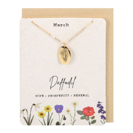 Picture of March Daffodil Birth Flower Necklace Card