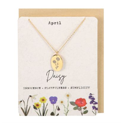 Picture of April Daisy Birth Flower Necklace Card