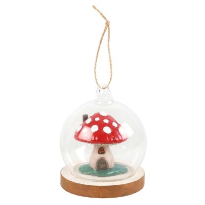 Picture of Mushroom House Glass Dome Hanging Decoration