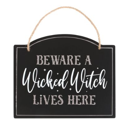 Picture of Beware A Wicked Witch Lives Here Hanging Sign