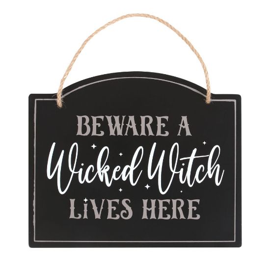 Picture of Beware A Wicked Witch Lives Here Hanging Sign