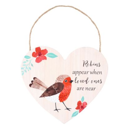 Picture of Loved Ones Winter Robin Hanging Heart Sign