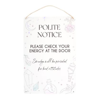 Picture of Check Your Energy at the Door Metal Hanging Sign