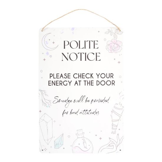 Picture of Check Your Energy at the Door Metal Hanging Sign