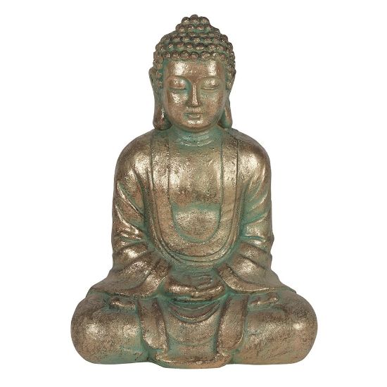 Picture of Verdigris Effect 58cm Hands In Lap Sitting Garden Buddha 