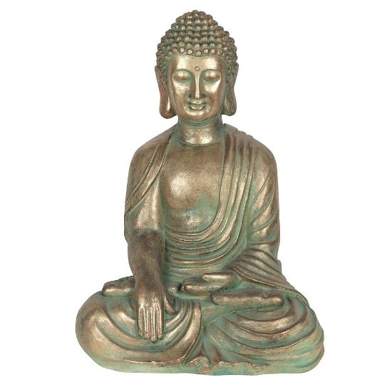 Picture of Verdigris Effect 52cm Sitting Garden Buddha 