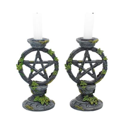 Picture of Wiccan Pentagram Candlesticks 15cm (Set of 2)