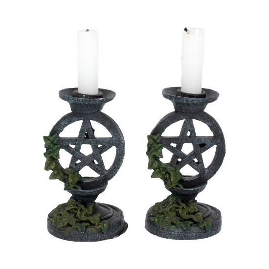 Picture of Aged Pentagram Candlesticks 13.4cm