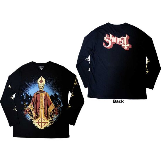 Picture of Ghost Unisex Long Sleeve T-Shirt: Papa & Radient Ghouls Back & Sleeve Print