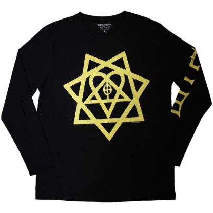 Picture of HIM Unisex Long Sleeve T-Shirt: Heartagram Honeycomb Sleeve Print