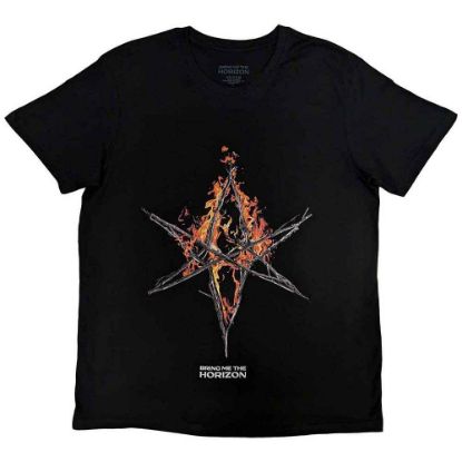 Picture of Bring Me The Horizon Unisex T-Shirt: Flame Hex & Text Logo