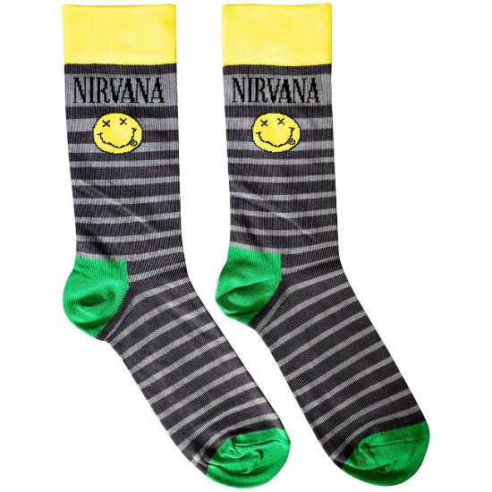 Picture of Nirvana Unisex Ankle Socks: Happy Face & Logo Stripes (UK Size 6 - 11)