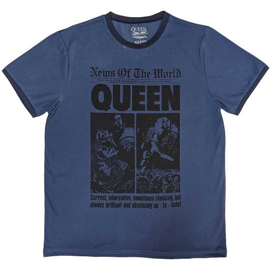 Picture of Queen Unisex Ringer T-Shirt: News of the World 40th Front Page