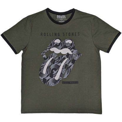 Picture of The Rolling Stones Unisex Ringer T-Shirt: Black & White Tongue