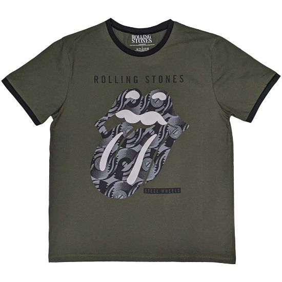Picture of The Rolling Stones Unisex Ringer T-Shirt: Black & White Tongue