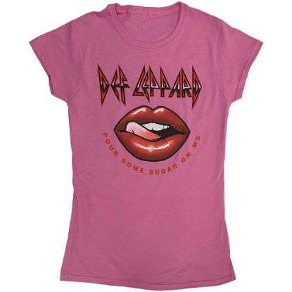 Picture of Def Leppard Ladies T-Shirt: Pour Some Sugar On Me Lips Tour 2019 Ex-Tour (Small)