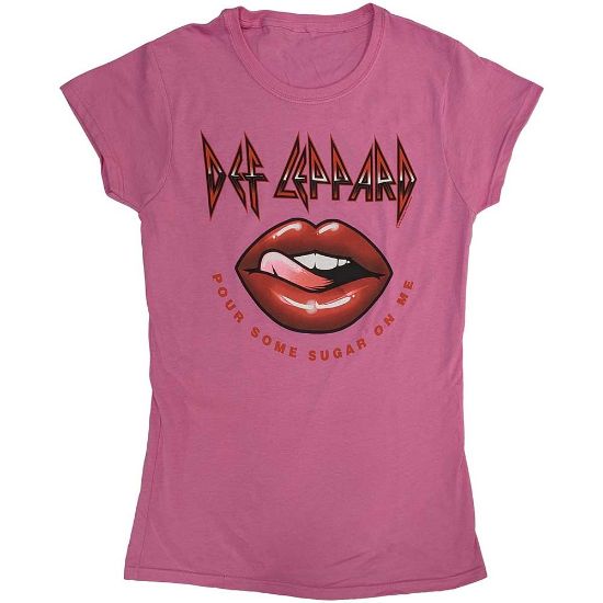 Picture of Def Leppard Ladies T-Shirt: Pour Some Sugar On Me Lips Tour 2019 Ex-Tour (Small)