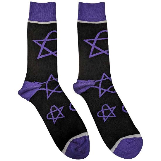 Picture of HIM Unisex Ankle Socks: Purple Heartagrams (UK Size 7 - 11)