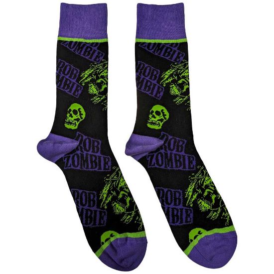 Picture of Rob Zombie Unisex Ankle Socks: Skull Face Green/Purple (UK Size 7 - 11)