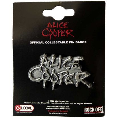 Picture of Alice Cooper Pin Badge: Dripping Logo Silver