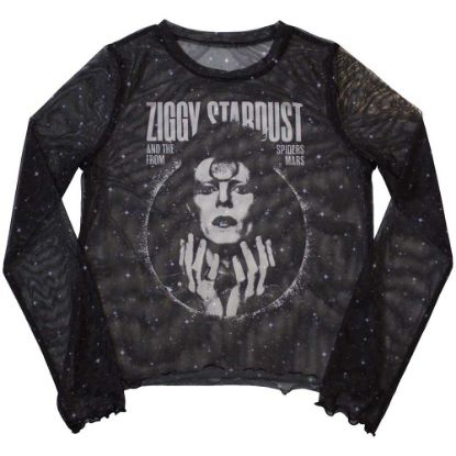 Picture of David Bowie Ladies Long Sleeve Crop Top: Ziggy v1 Mesh