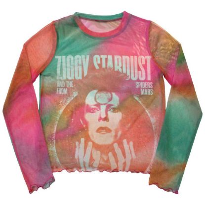 Picture of David Bowie Ladies Long Sleeve Crop Top: Ziggy v2 Mesh