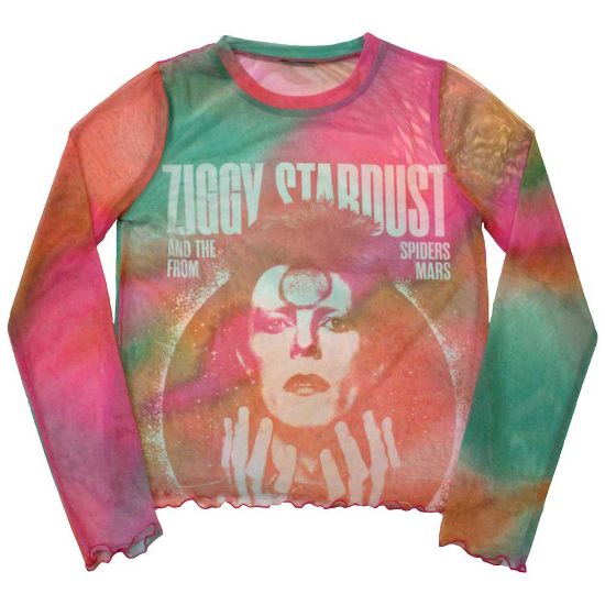 Picture of David Bowie Ladies Long Sleeve Crop Top: Ziggy v2 Mesh