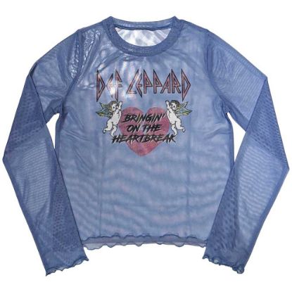 Picture of Def Leppard Ladies Long Sleeve Crop Top: Bringin On The Heartbreak Mesh