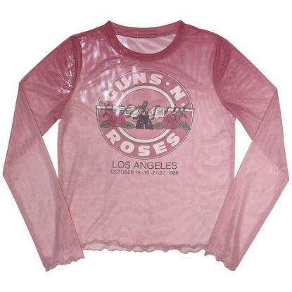 Picture of Guns N' Roses Ladies Long Sleeve Crop Top: Bullet Seal Mesh
