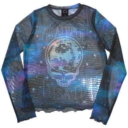 Picture of Grateful Dead Ladies Long Sleeve Crop Top: Stealy Glitter Ball Mesh
