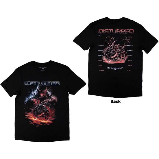 Picture of Disturbed Unisex T-Shirt: European Tour '23 Medallion Ex-Tour Back Print