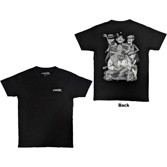 Picture of Gorillaz Unisex T-Shirt: Pocket Spray - George Group Back Print
