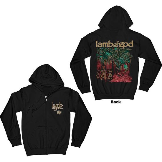 Picture of Lamb Of God Unisex Zipped Hoodie: Ashes of the Wake Album Cover Back Print