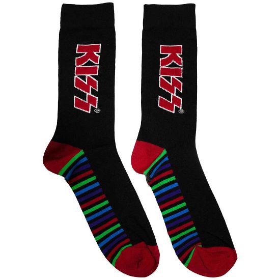 Picture of KISS Unisex Ankle Socks: Red Logo & Stripes (UK Size 6 - 11)