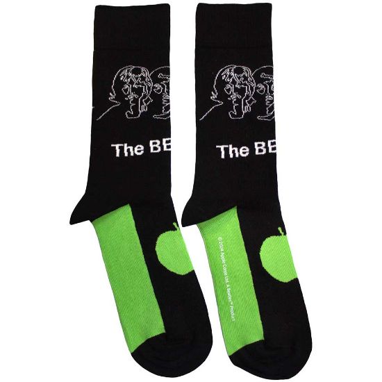 Picture of The Beatles Unisex Ankle Socks: White Album Faces Outlines & Apple  