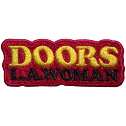 Picture of The Doors Woven Patch: LA Woman Text Logo on Red (Standard) 