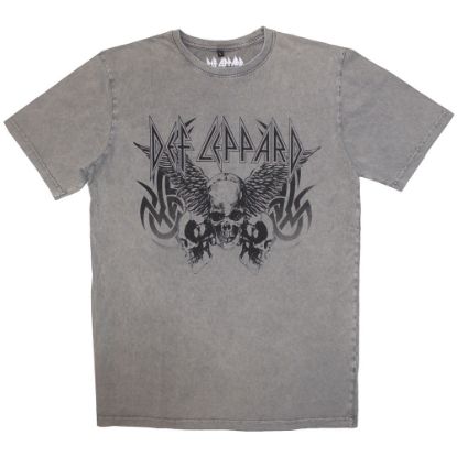 Picture of Def Leppard Unisex Stone Wash T-Shirt: Tribal Skull