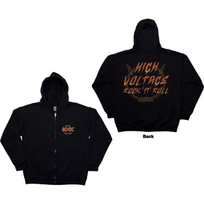 Picture of AC/DC Unisex Zipped Hoodie: High Voltage RnR (Back Print)