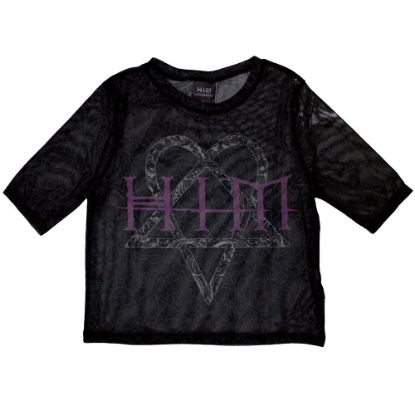 Picture of HIM Ladies Crop Top: Heartagram & Logo Mesh