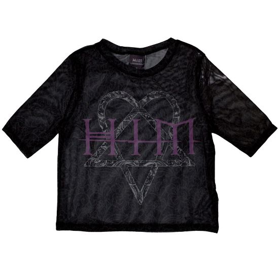 Picture of HIM Ladies Crop Top: Heartagram & Logo Mesh