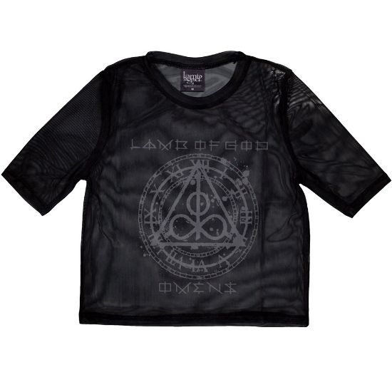 Picture of Lamb Of God Ladies Crop Top: Omens Clock Mesh